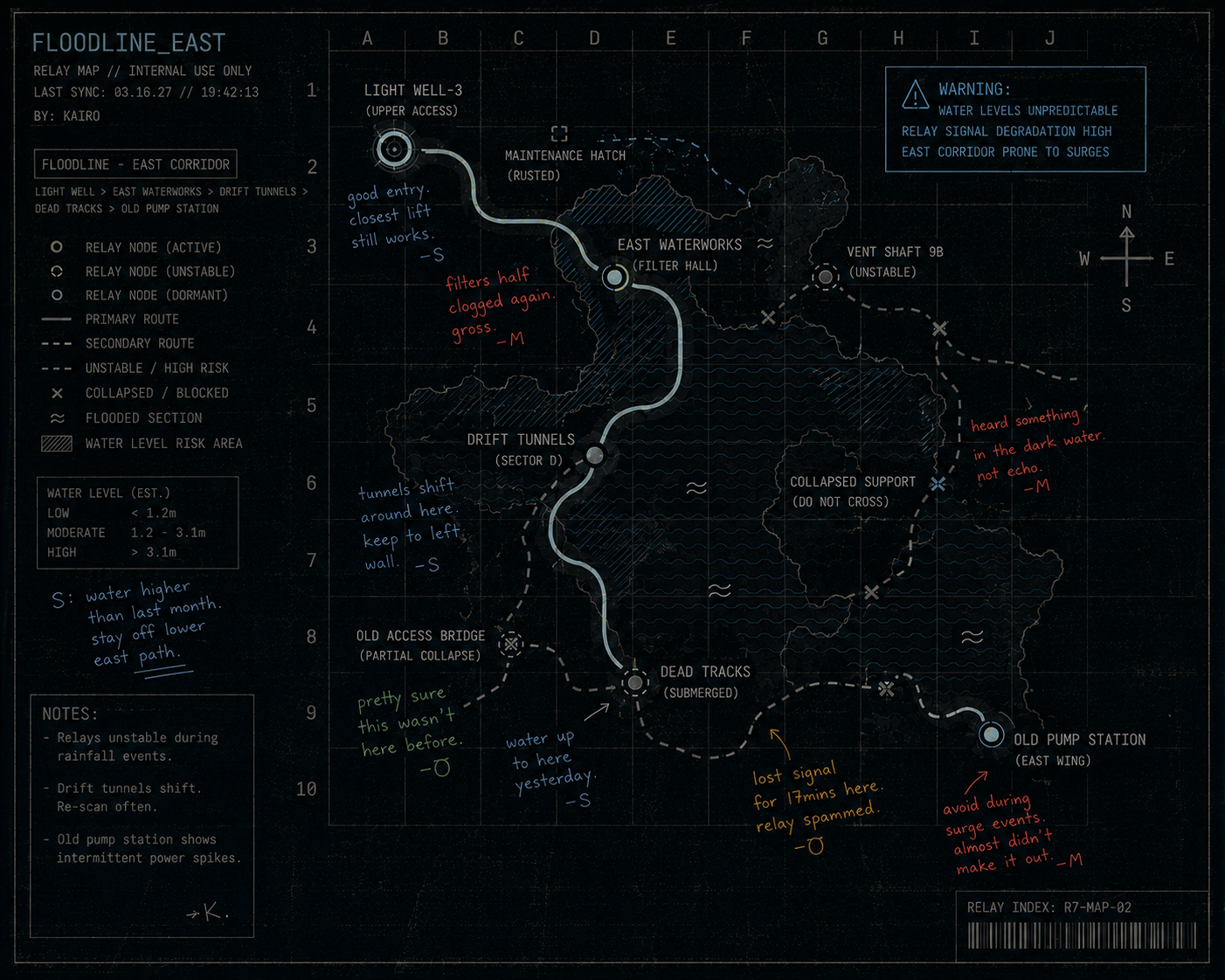 Floodline East relay map