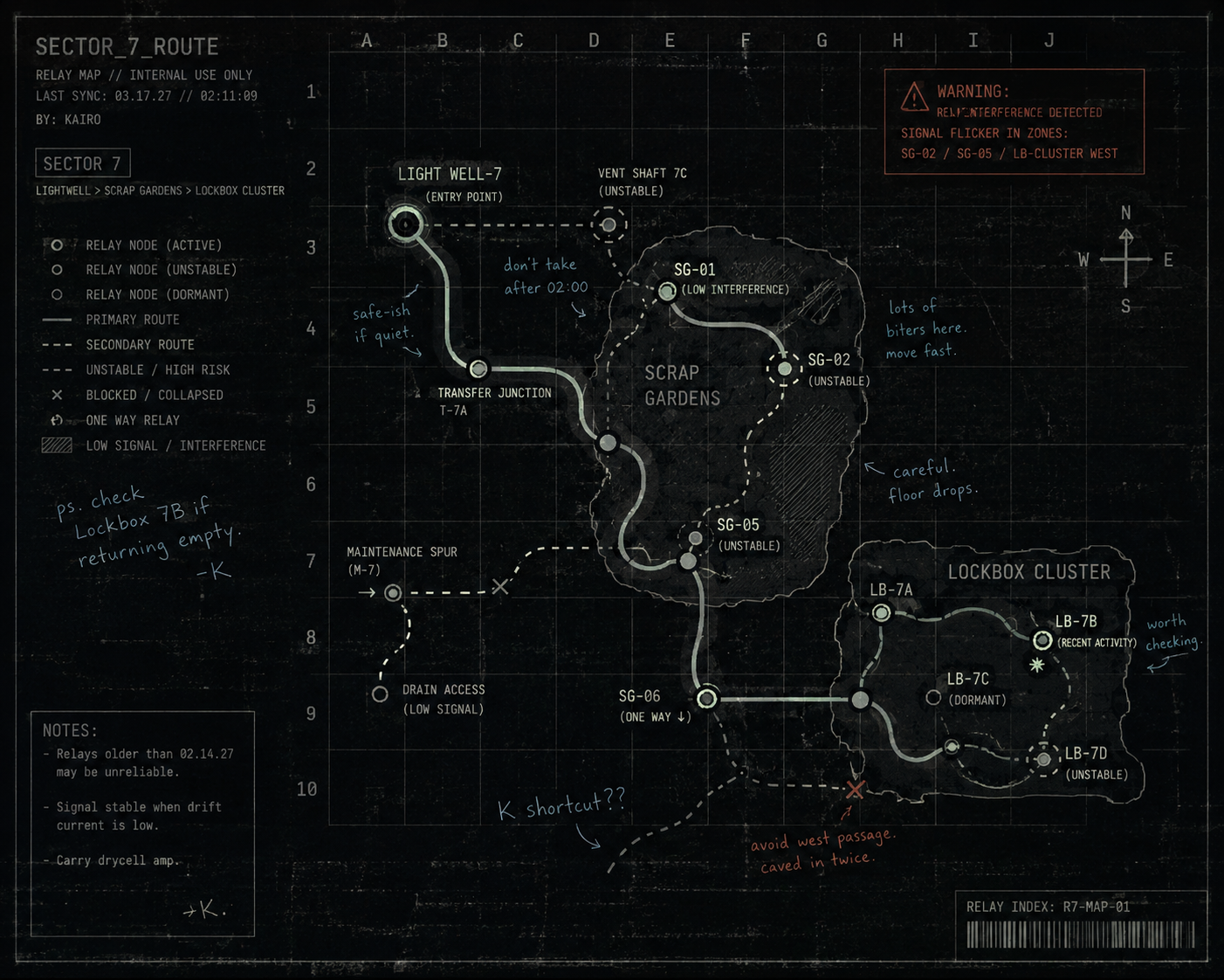 Sector 7 relay route map
